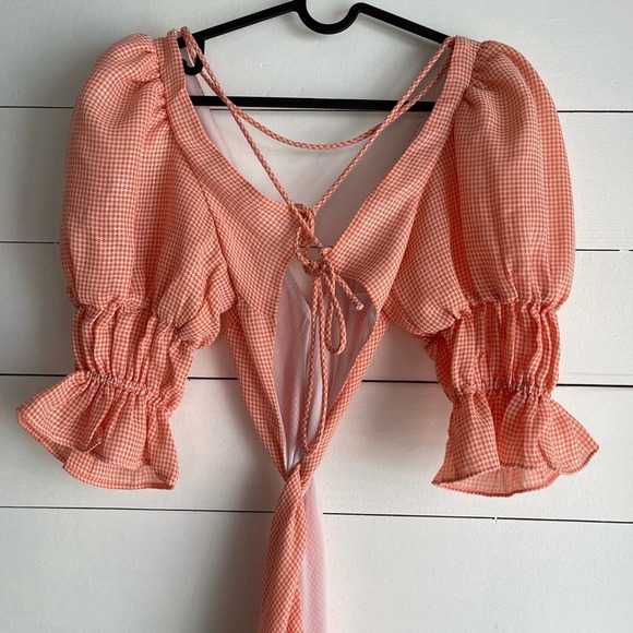 LPA EDITH DRESS IN ORANGE HOUNDSTOOTH - Picture 4 of 8